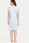 Rosaline Geo Blooms Knit Cotton Knee Length Nightdress - Airy Blue — thumbnail 3